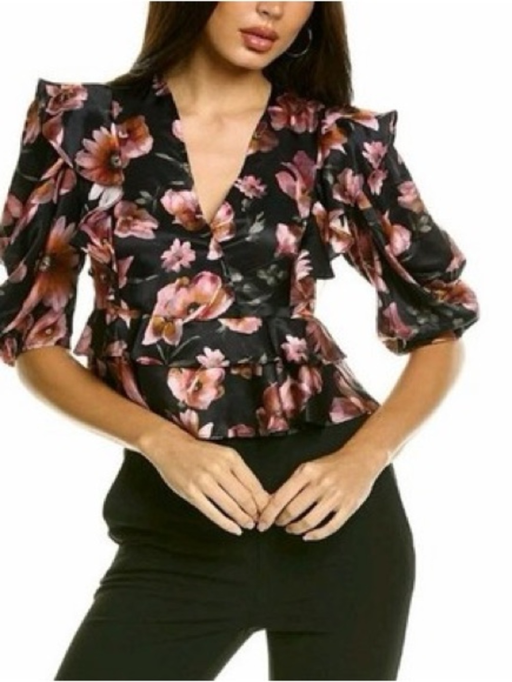 NWOT The Kooples Ruffle Floral Top Size 0